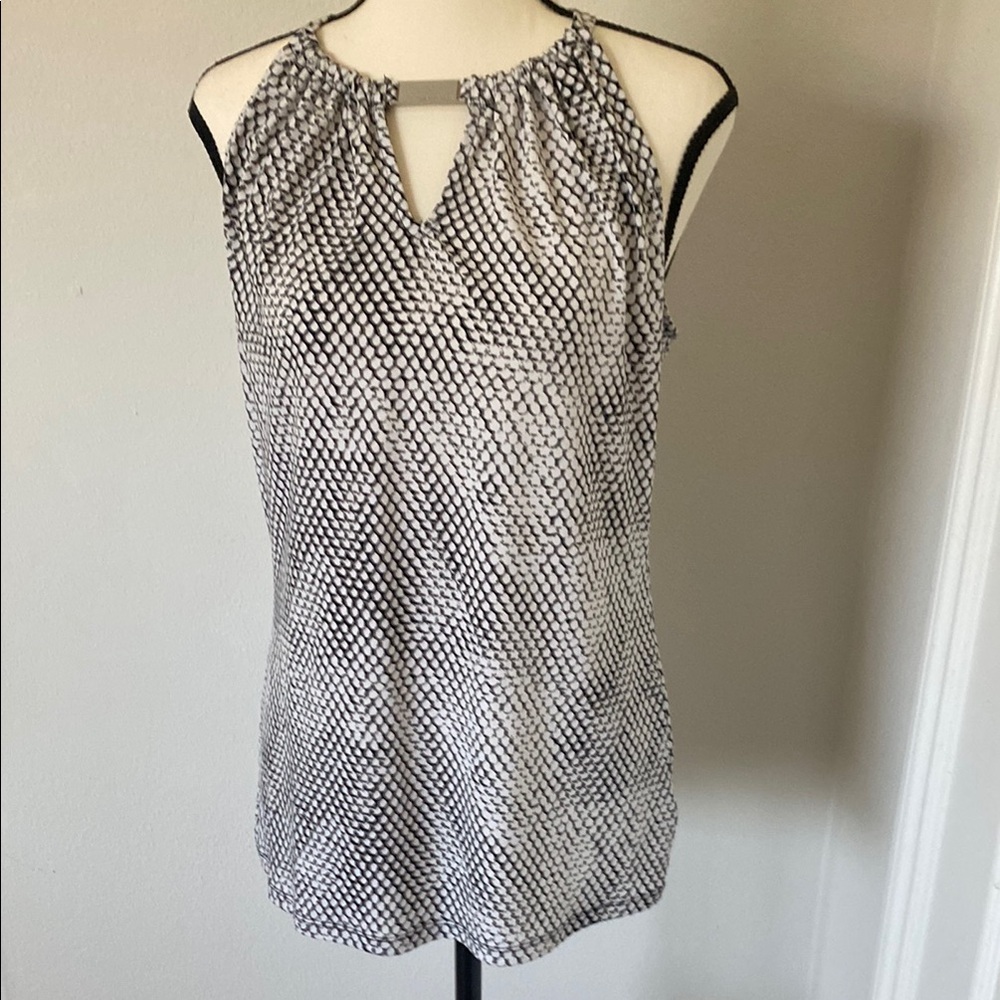 Michael Kors Black and White Sleeveless Blouse